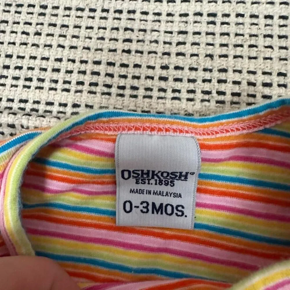 Y2K Baby Girls OshKosh Rainbow Stripe Onesie 0-3m
